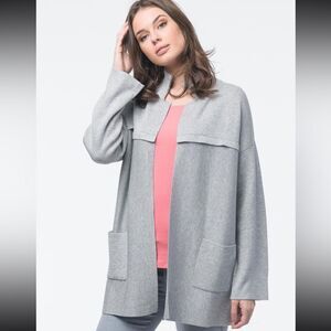 Repeat Cashmere 38/S Grey Basic T Shirt With Rolled Up Sleeves‎ Cardigan